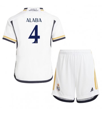 Real Madrid David Alaba #4 Koszulka Podstawowych Dziecięca 2023-24 Krótki Rękaw (+ Krótkie spodenki)